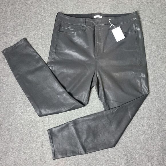 Good American Women's Coated Black Jeans Size 22×29 Skinny Ankle Leg New - Picture 1 of 14